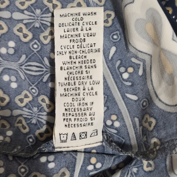 Max Studio Women's Large Blue, White & Yellow Boho Print Midi Dress NWT ! - Picture 7 of 14